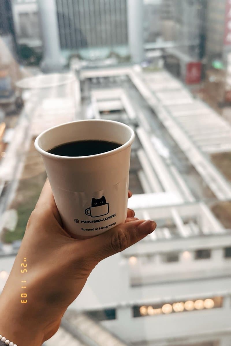 MeowBrew customer review - branded coffee cup roasted in Hong Kong